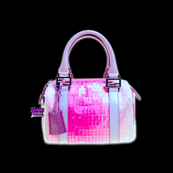 Vintage Fendi Pink Zucchino Sequins mini forever Bag Limited Edition - Picture 1 of 15